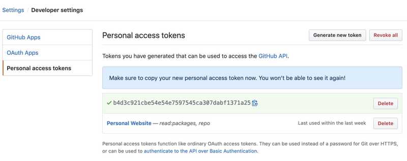 Github personal access token Github personal access token