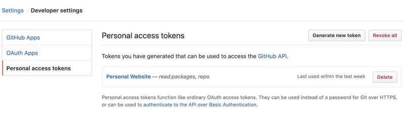 Github developer settings Github developer settings